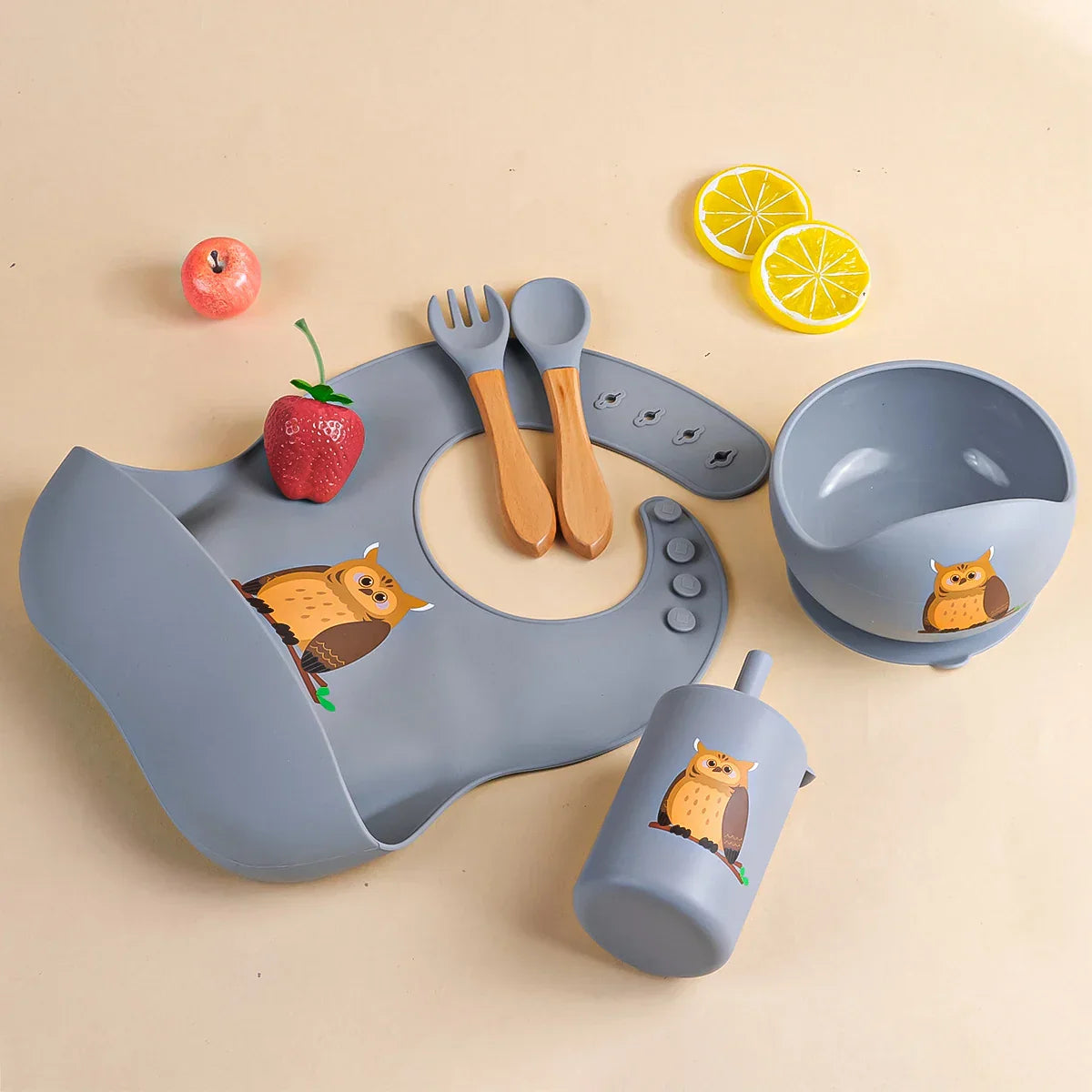Owl, Elephant & Rainbow Baby Tableware Sets