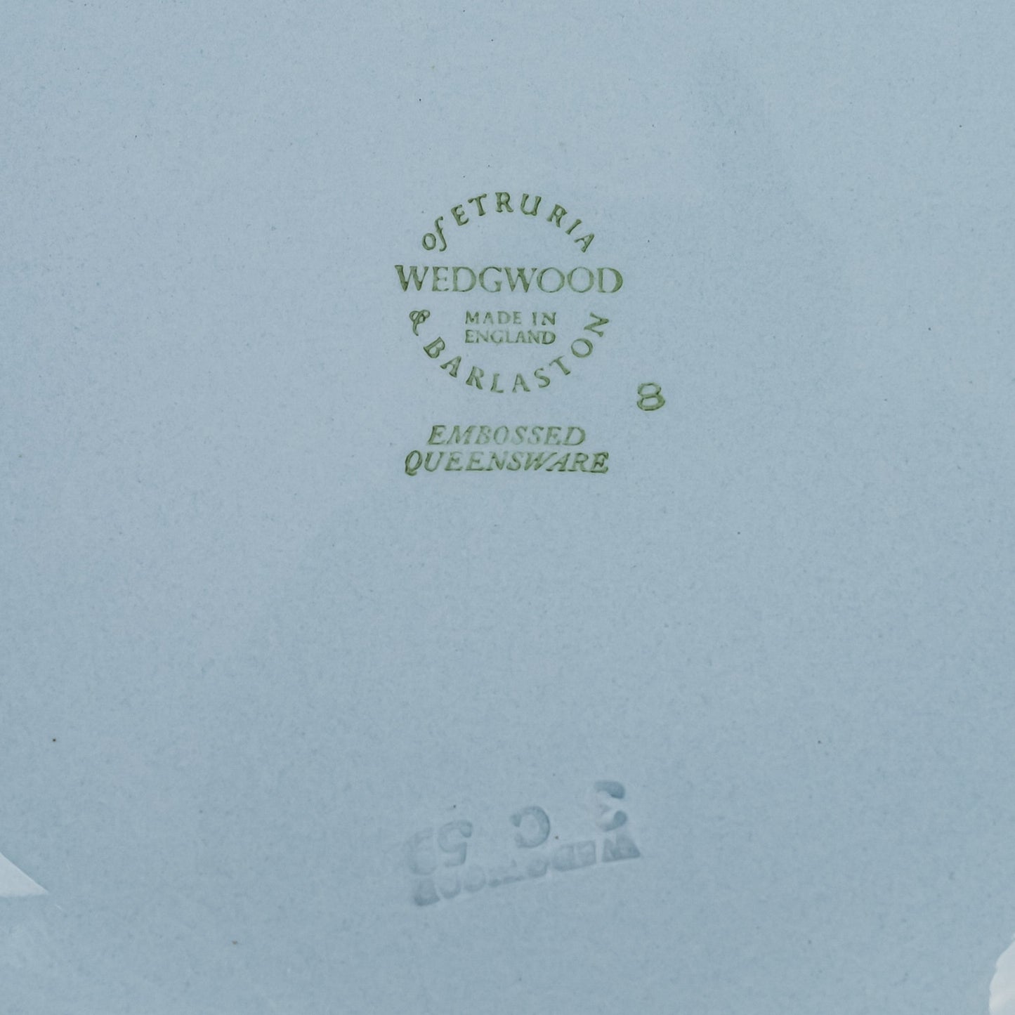 WEDGWOOD White On Blue Embossed Queens Ware Salad/Dessert Plates